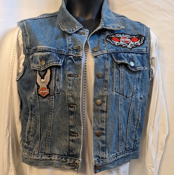 Harley Davidson Blue Jean Vest - Picture 2 of 14
